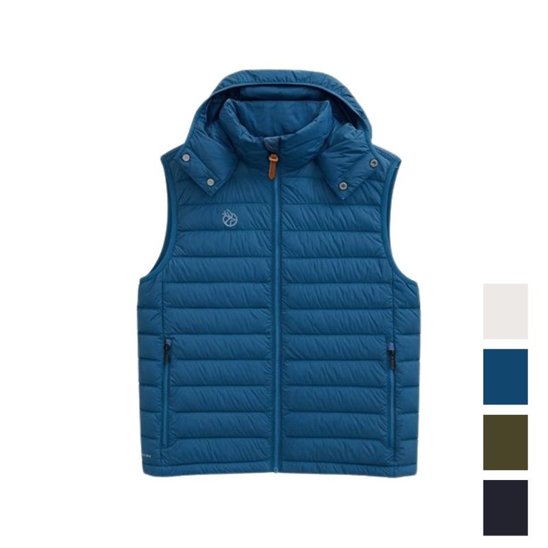 【Wildland 荒野】700FP Detachable Hood Lightweight Warm Down Vest for Men 0B32172 - เสื้อโค้ทผู้ชาย - เส้นใยสังเคราะห์ สีน้ำเงิน