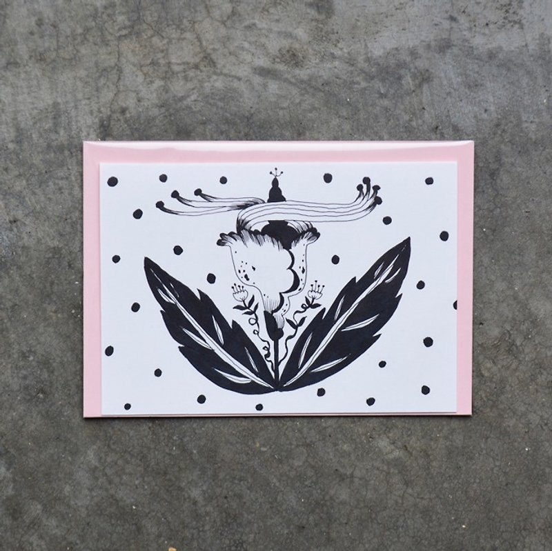 レトロな黒と白のライン ドラフトの手作りの抽象的な花手描きのカードをカスタマイズできます。 - カード・はがき - 紙 ブラック
