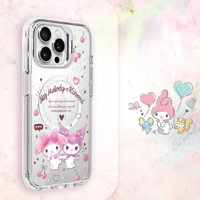 三麗鷗 iPhone 全系列 防震雙料隱形立架磁吸手機殼-歡樂美樂蒂 - 手機殼/手機套 - 其他材質 多色