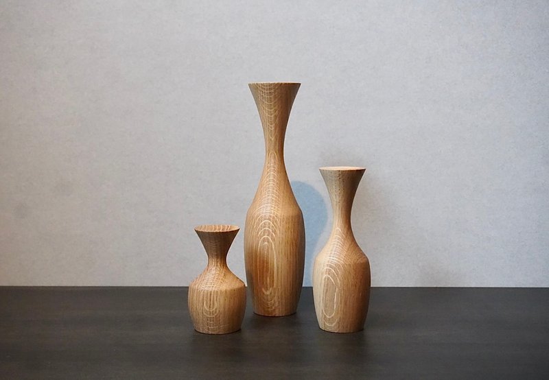 Dried flower vase Oak 3pset - เซรามิก - ไม้ สีนำ้ตาล