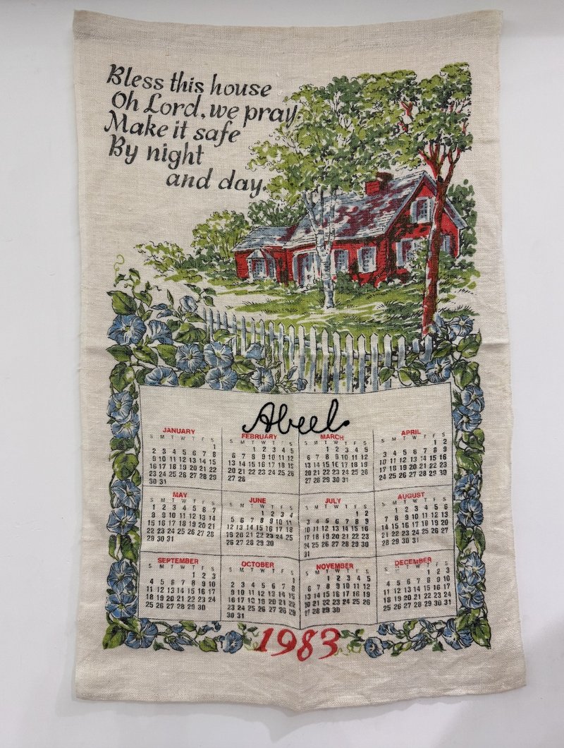 1983 Early American Vintage Cloth Tea Towel Collection - Doorway Curtains & Door Signs - Cotton & Hemp Multicolor