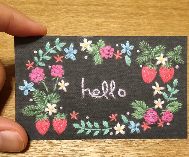 Embroidery photo small card business card size strawberry 10pcs - Shop  snailstitch Cards & Postcards - Pinkoi