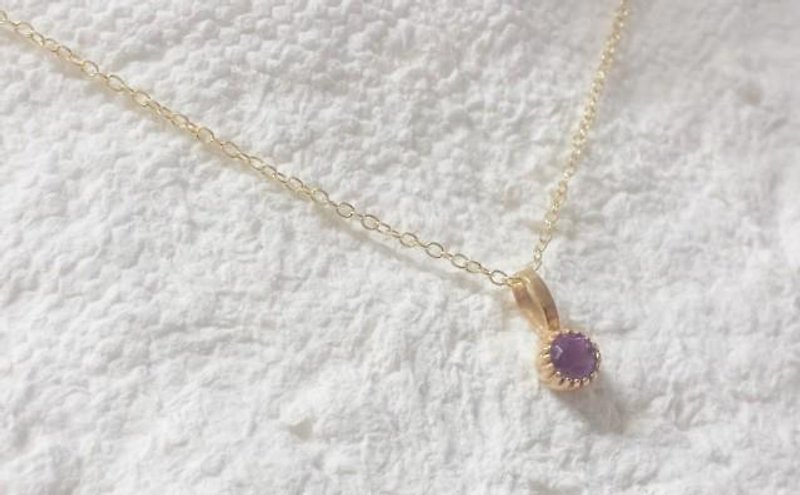 Amethyst necklace (Gold / small) - Necklaces - Gemstone Purple