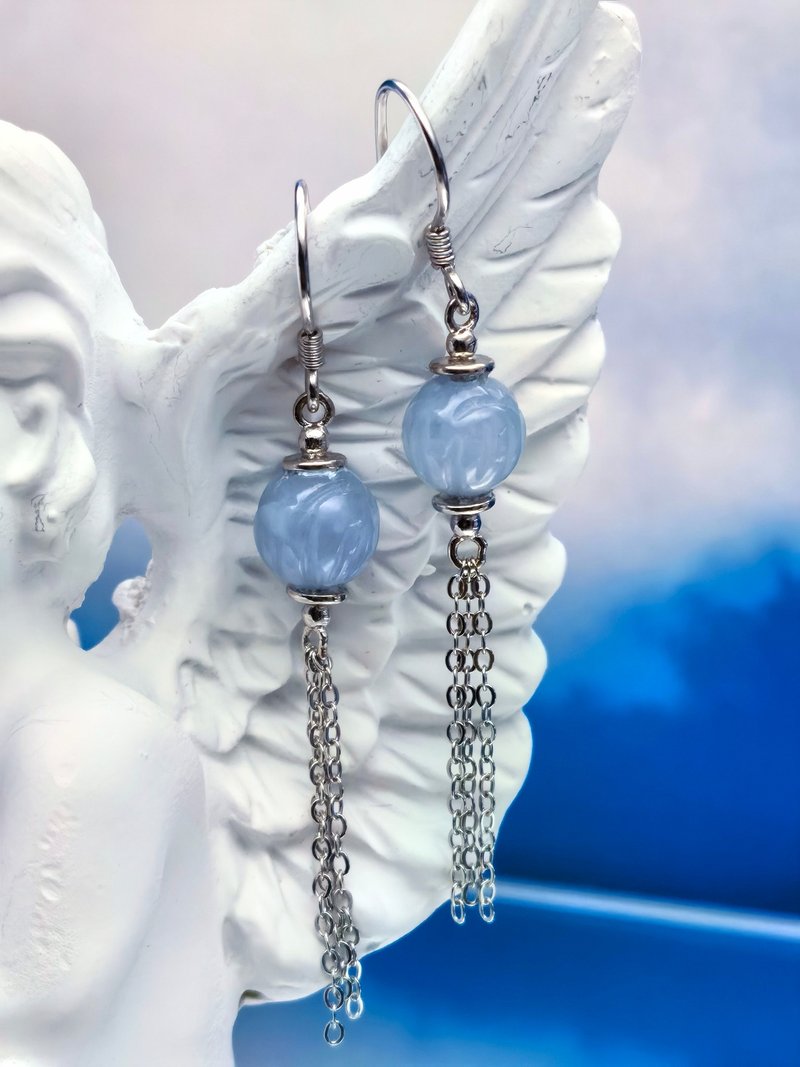 Silver Collection - Icy purple jadeite beads silver earrings - ต่างหู - เครื่องเพชรพลอย 