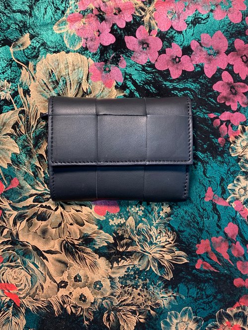 梁絮皮藝Liang Leather Craft 【梁絮皮藝】真皮 三折式短夾/零錢包/牛皮/編織皮夾/Cotia