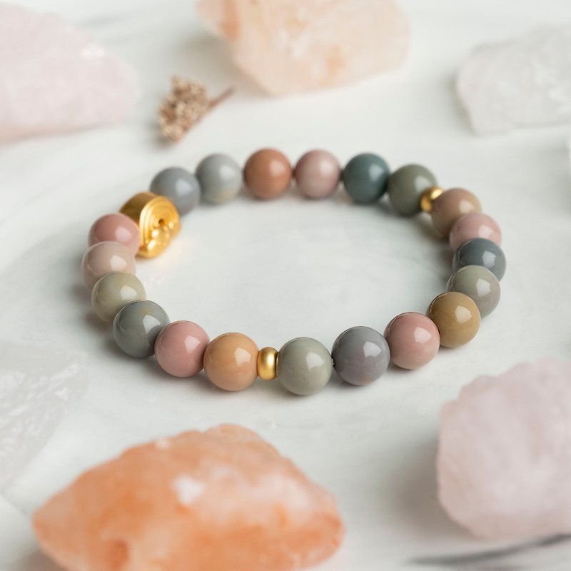 Rainbow Alashan agate genuine gemstones stretch bracelet birthday gift for her - Bracelets - Crystal Multicolor