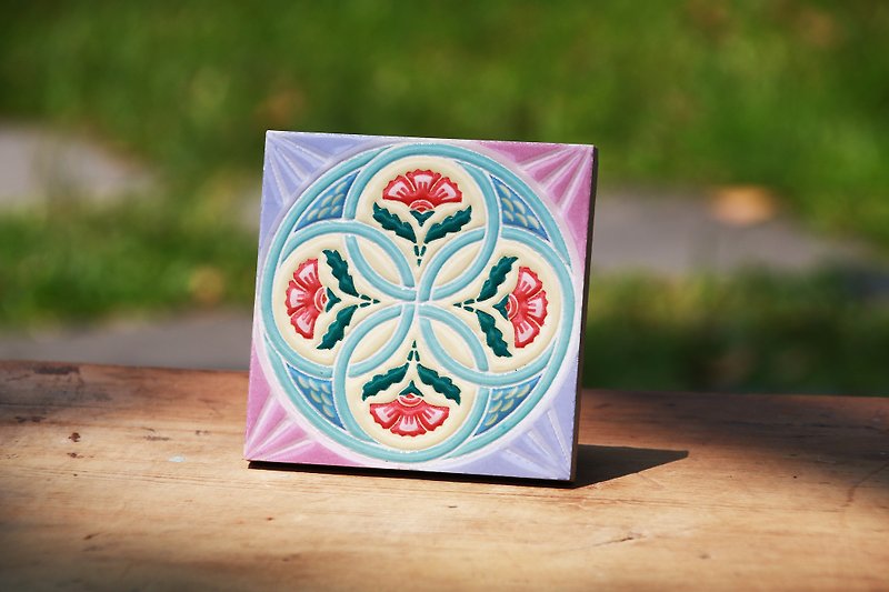 Taiwan Tiles---Mother Love Cihui (Cupboard, Mural, Tile) - Coasters - Porcelain Pink