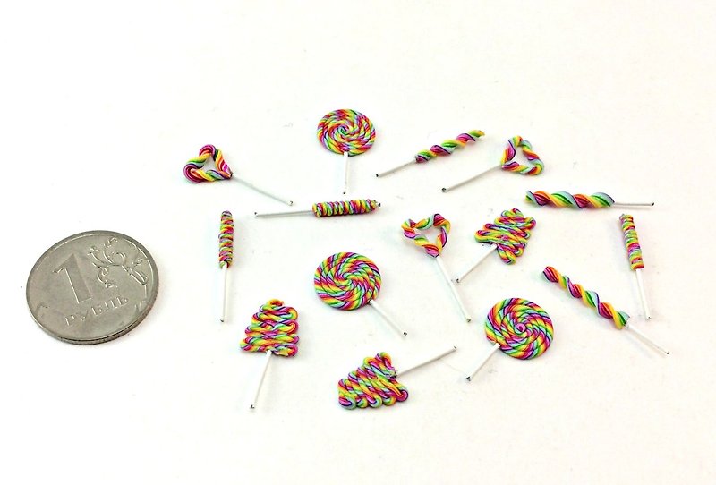 Dollhouse Miniature 1:12 Lollipop Candy (11 pieces) - 嬰幼兒玩具/毛公仔 - 黏土 