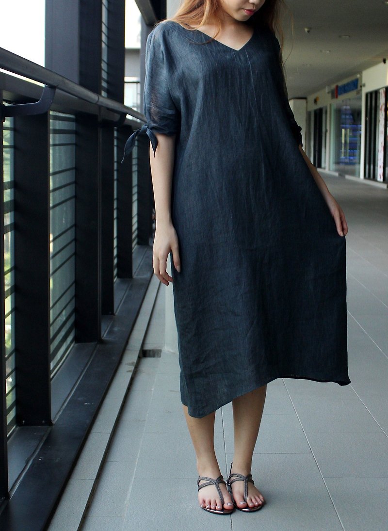 Made to order linen dress / linen clothing / long dress / casual dress E15D - 連身裙 - 亞麻 