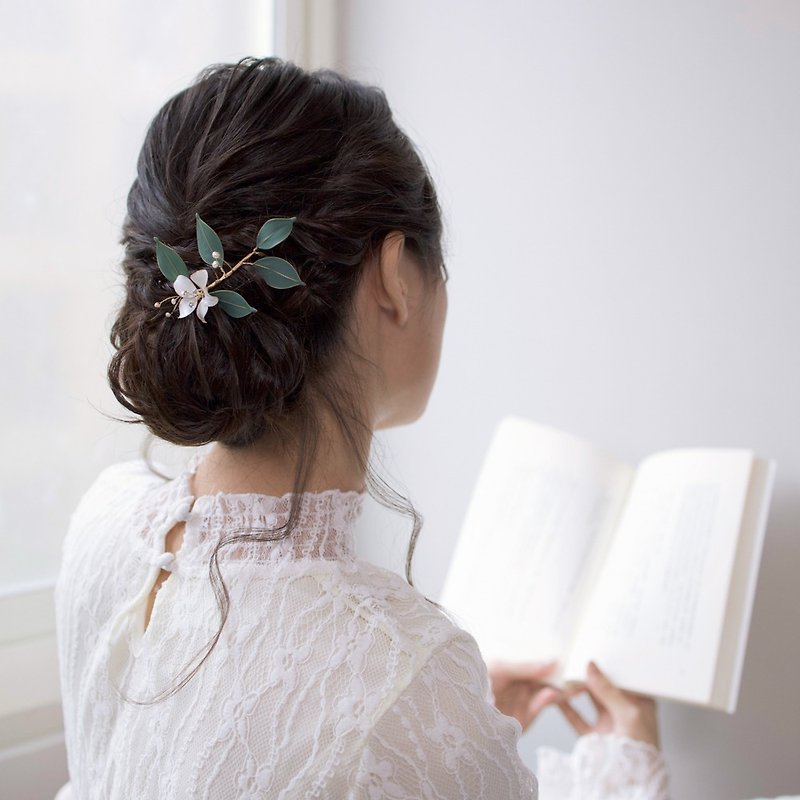 one piece bridal hair accessory-sprout - เครื่องประดับผม - เรซิน ขาว