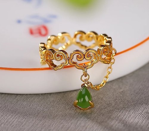 garyjewelry Ethnic Abstract Hearts Rings for Women Hollow Vintage Jewelry Water Drop Jasper