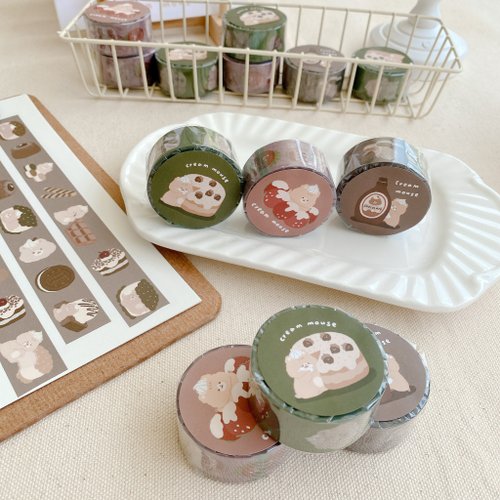 奶油鼠cream mouse 奶油鼠三種口味紙膠帶