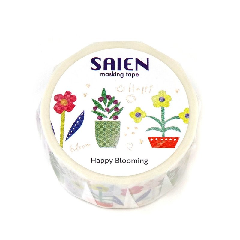 【日本 SAIEN】20mm 和紙膠帶-樂在綻放 Happy Blooming - 紙膠帶/和紙/PET - 紙 