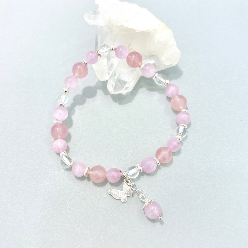 Ops Kunzite silver bracelet - 馬粉晶/紫鋰輝石/白水晶/銀/手鍊 - 手鍊/手環 - 半寶石 粉紅色