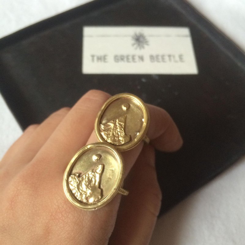 Brass cameo ring II Prospero's ring - แหวนทั่วไป - ทองแดงทองเหลือง สีทอง