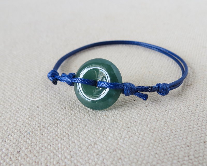 [Peace and good luck] Ping An Jade Korean Wax Thread Bracelet*AA14*Lucky and safe - Bracelets - Gemstone Multicolor