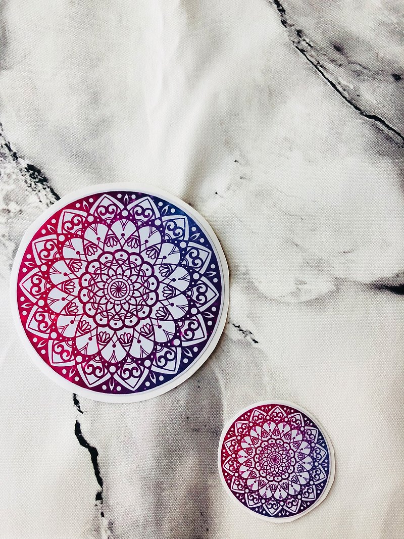 (一套2張) 手繪 Mandala Henna 防水 行李箱 貼紙  曼陀羅 漢娜 - 貼紙 - 防水材質 多色