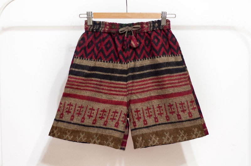 Women's National Wind Stitching Shorts Knit Shorts - Moroccan Sala Geometric National Wind Totem - กางเกงขาสั้น - ขนแกะ หลากหลายสี
