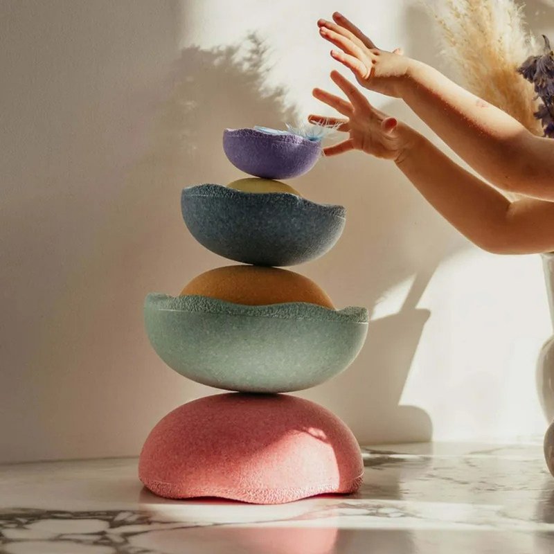 Stapelstein - Macaron Stacking Bowl Large Set - Rainbow Pastel - ของเล่นเด็ก - วัสดุอื่นๆ หลากหลายสี