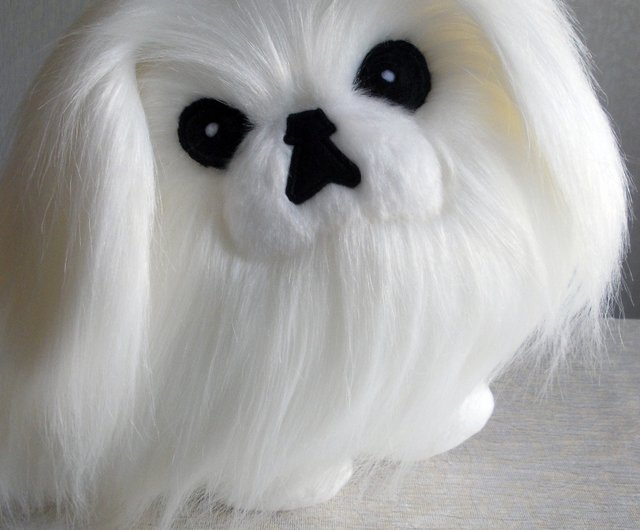 Realistic Lifelike Pekingese Stuffed Animal with Real Fur