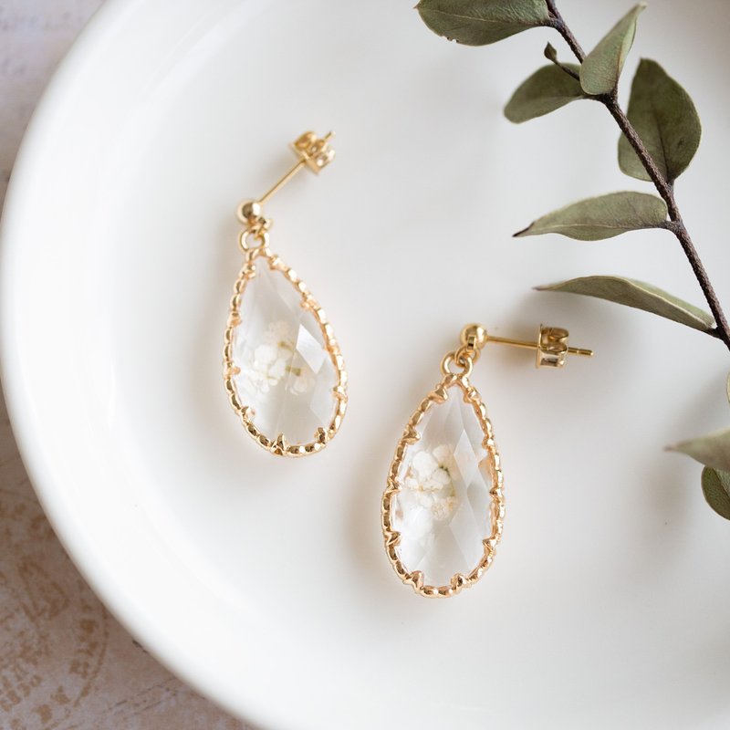 クリスタル/ドロップピアス/アレルギー対応金具交換可能 - 耳環/耳夾/耳骨夾 - 樹脂 透明