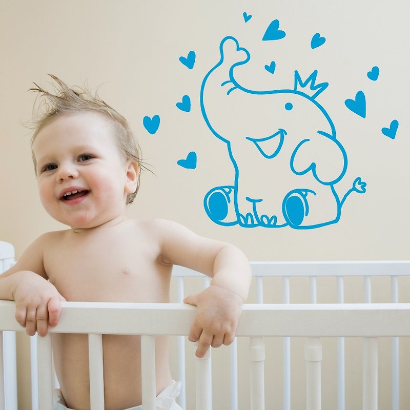 "Smart Design" creative non-marking wall stickers ◆ Happy little elephant 8 colors available - ตกแต่งผนัง - กระดาษ สีน้ำเงิน
