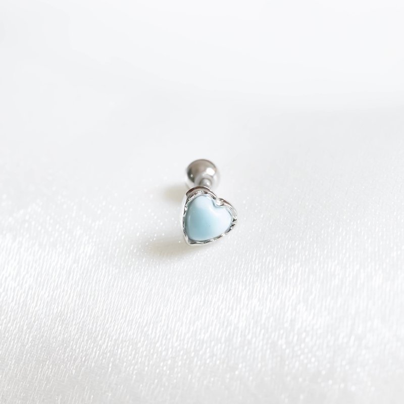 拉利瑪海紋石925純銀融心melting heart轉珠耳環 - 耳環/耳夾 - 寶石 藍色