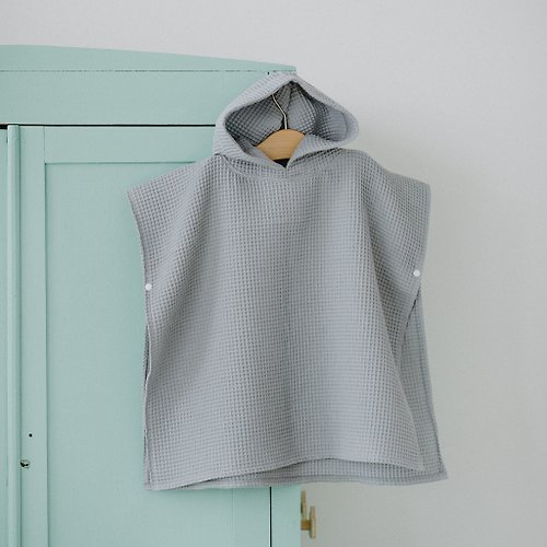 Cot and Cot Grey Waffle Kids Beach Cover Up - toddler bathrobe with open sides