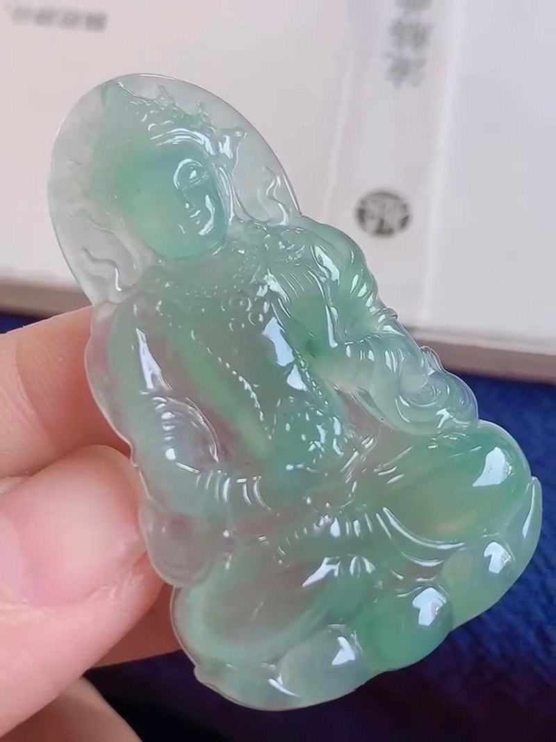 天然翡翠 緬甸 A玉 玉鐲 • 冰種翡翠綠度母吊墜 - 戒指 - 玉石 綠色