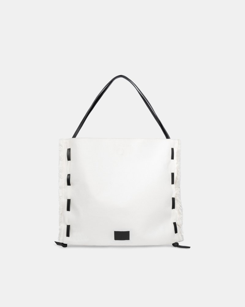 【春天來了】Reef Tote 素皮革 環保帆布 托特包 側背包 黑色 - 手提包/手提袋 - 人造皮革 黑色