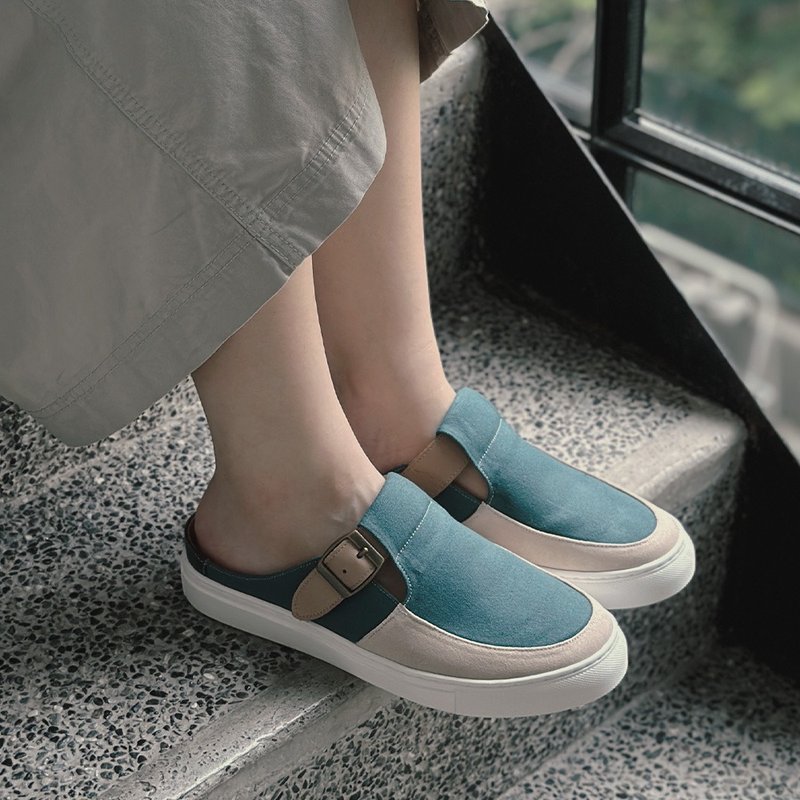 Retro turntable loafers-Cactus - รองเท้าลำลองผู้หญิง - หนังแท้ สีเขียว