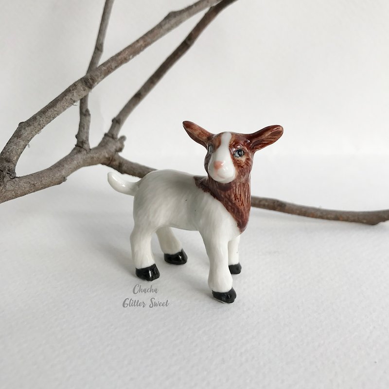 Cute goat tiny - Stuffed Dolls & Figurines - Pottery White