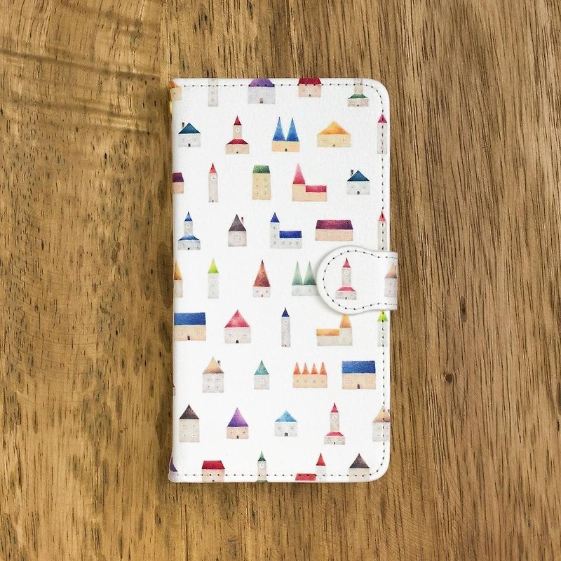 Fragments of a picture book. Handbook type smart case "Colorful little house" TSC - 97 - Phone Cases - Plastic Multicolor