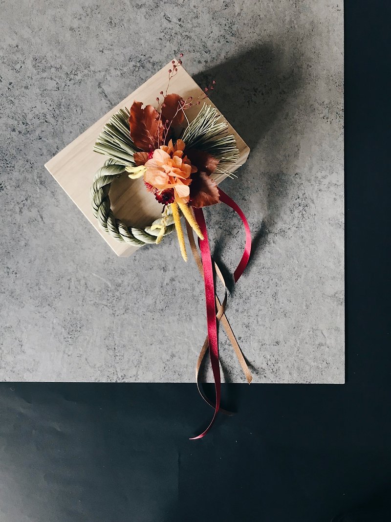 年賀状ロープ[太陽の神 - アポロアポロ]ノート縄ドライフラワー新年 - 置物 - 寄せ植え・花 オレンジ