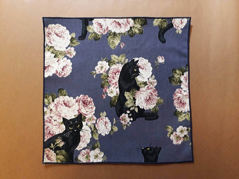 Pocket Square Cats and Flowers - Bow Ties & Ascots - Cotton & Hemp 