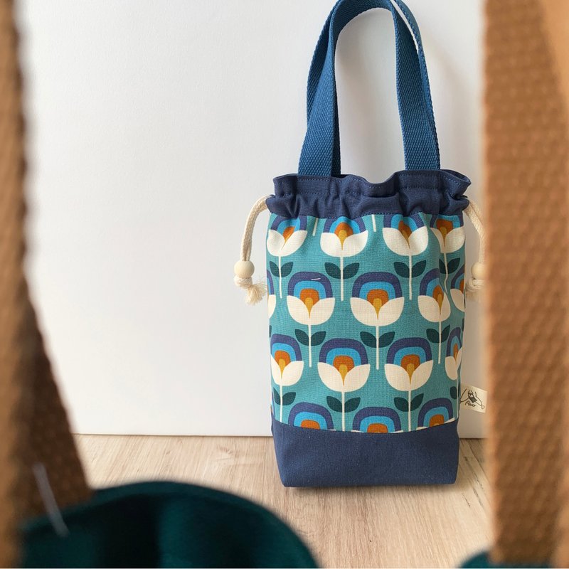 【River】Beam Tote Bag (Small)/Japanese Fabric/Tulip-Blue - กระเป๋าถือ - ผ้าฝ้าย/ผ้าลินิน สีน้ำเงิน