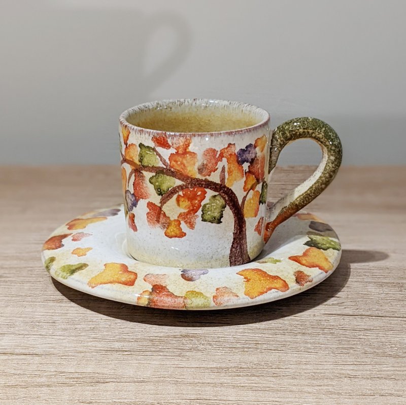 Italian Handmade Pottery-LT Autumn Bank Espresso Cup Set 100ml - Mugs - Pottery Khaki