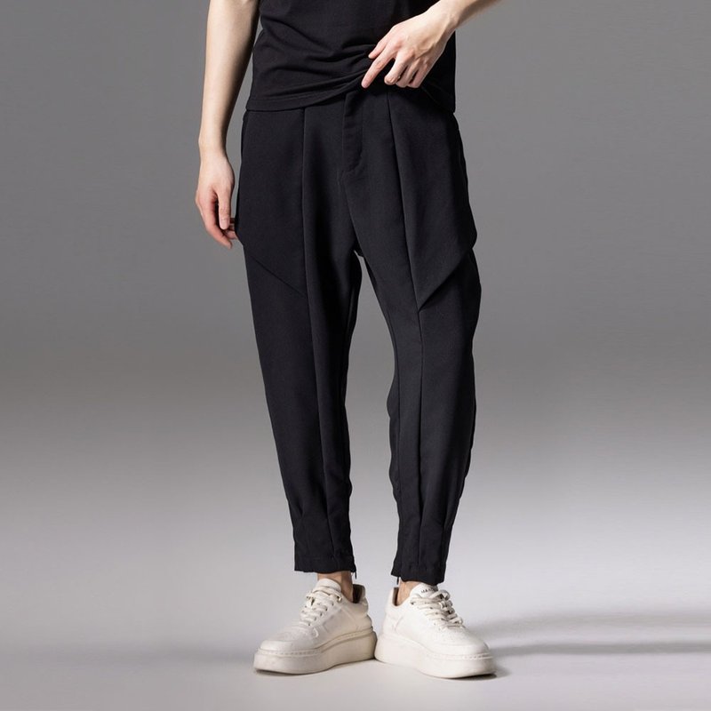 Men's small foot nine cent pants, loose leg pants - Men's Pants - Other Materials Black