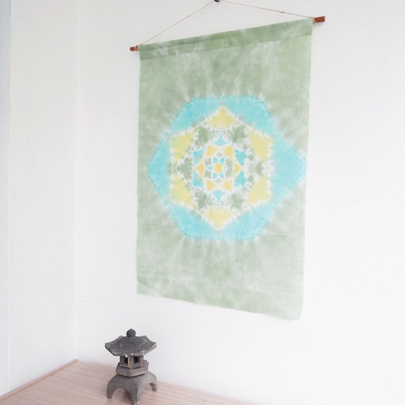 曼陀羅 掛布 壁飾 窗簾 手染 [青檸] - 擺飾/家飾品 - 棉．麻 綠色