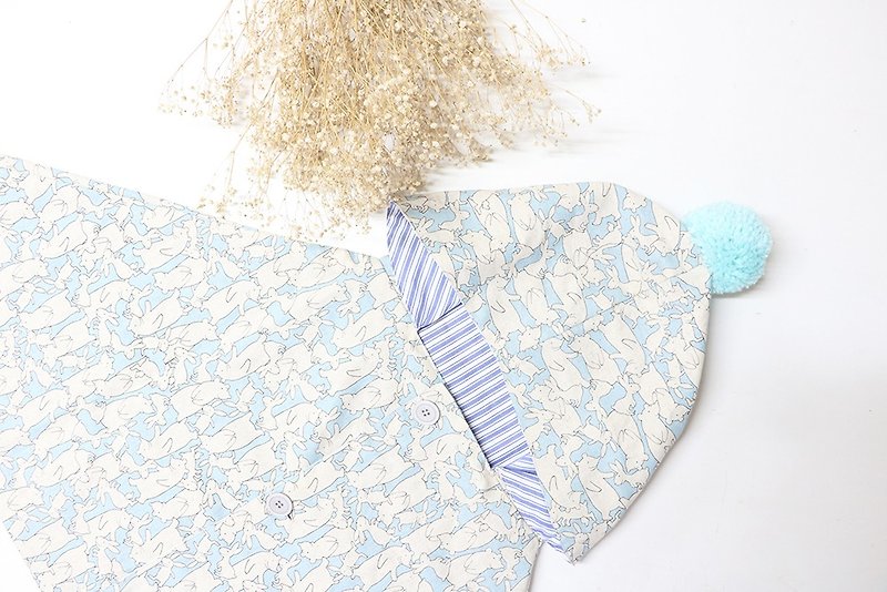 MaryWil towel series - children's cloak / shawl - water blue bunny - Tops & T-Shirts - Cotton & Hemp 