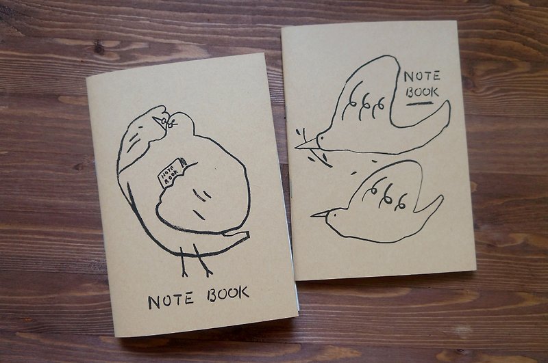 Handmade Notebook - Birds - สมุดบันทึก/สมุดปฏิทิน - กระดาษ สีนำ้ตาล