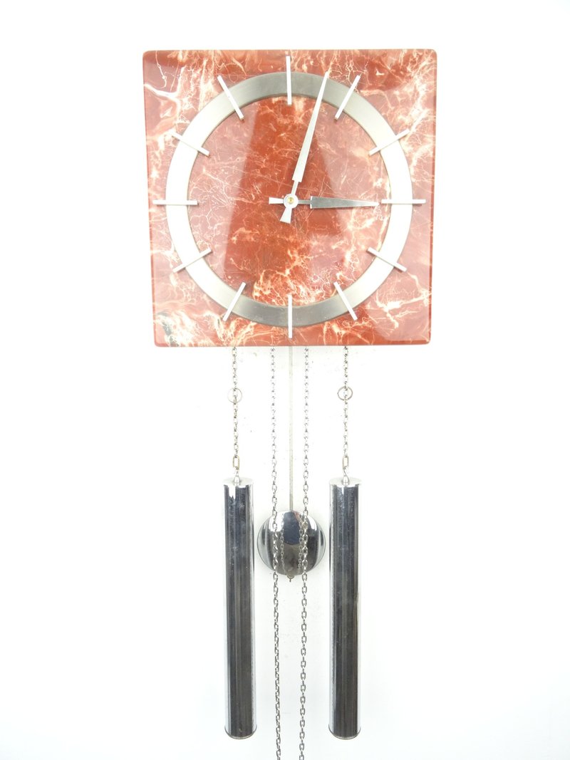 German JUNGHANS Vintage Antique Design Mid Century 8 day Retro Wall Clock - นาฬิกา - ไม้ สีแดง