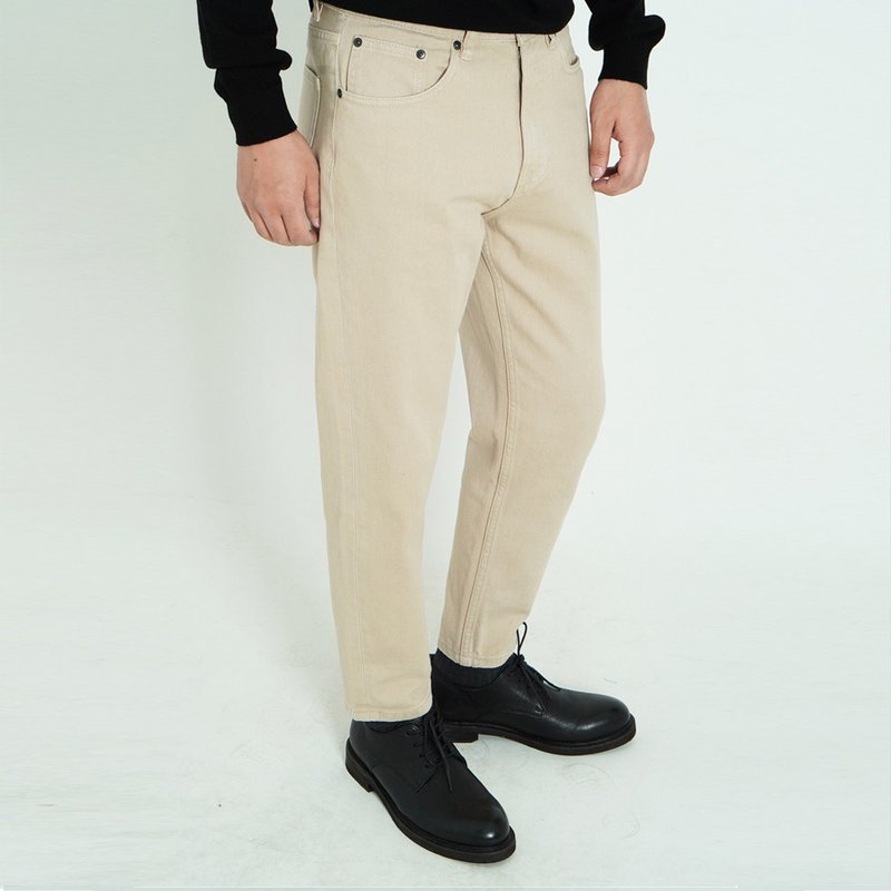 隨性單寧 秋冬新品男士彩色牛仔褲中腰合身百搭日常通勤小腳口九分褲 - 男長褲/休閒褲 - 棉．麻 