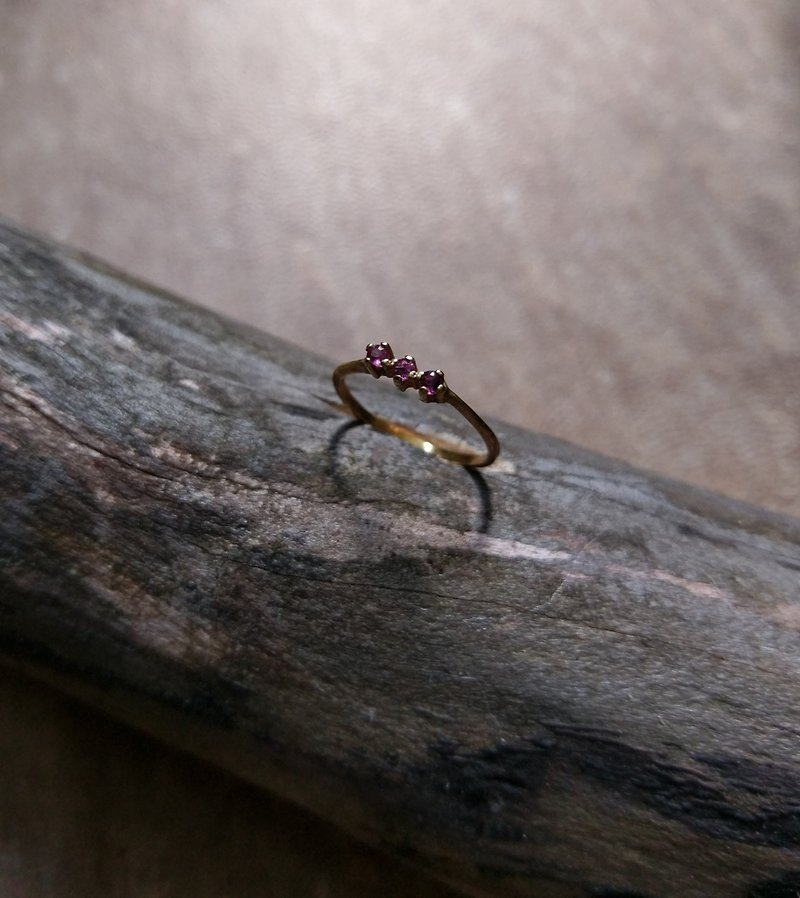 巴黎古董-粉紅色玻璃鍍金戒指 - 戒指 - 其他金屬 