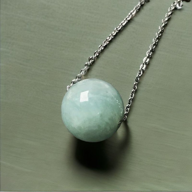 Ice waxy green jade bead necklace | Natural Burmese jade jade A goods | Gift giving - สร้อยคอ - หยก สีเขียว