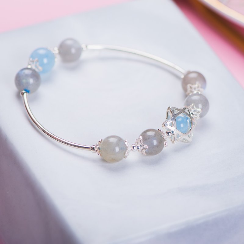 Aquamarine Labradorite Design Bracelet | Aquamarine 925 Sterling Silver Bracelet | Customized Bracelet Bracelet - Bracelets - Crystal Blue