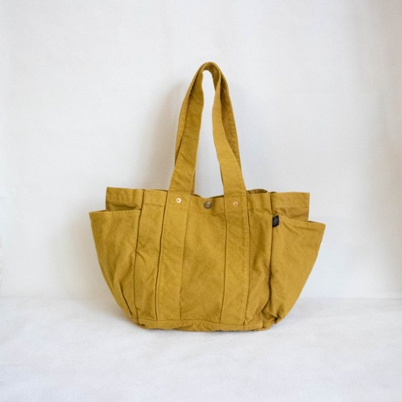 Garden Bag [Mustard] (VC-11) - กระเป๋าถือ - ผ้าฝ้าย/ผ้าลินิน สีเหลือง