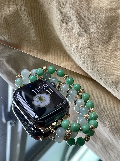 玉見你翡翠精品設計 風華絕代//天然翡翠A貨 綠翠 藍水 14KGF配飾 iPhone錶帶