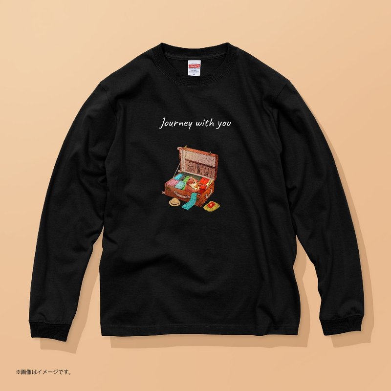 Journey with you /安心のクオリティ/定番長袖コットンTシャツ - 女 T 恤 - 棉．麻 白色