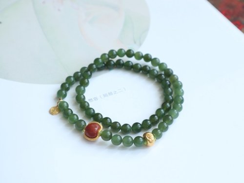 Angel's tears 天使之淚 Jewelry Design 6mm天然和田玉 /和闐玉-菠菜綠碧玉. 南紅設計多圈手串項鍊s